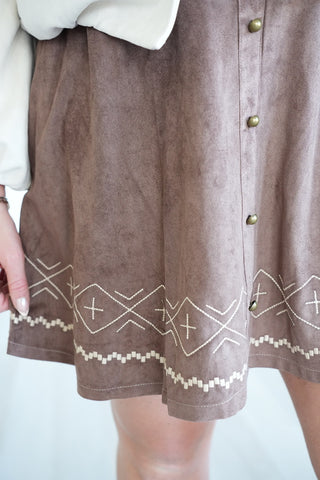 Dixie Embroidered Faux Suede Western Dress