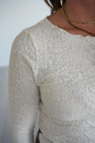 Tiana Textured Lace Wave Hem Top