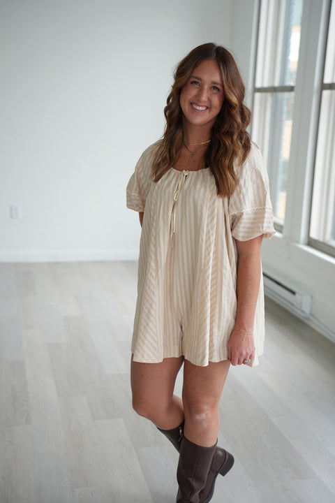 Rosalind Flowy Striped Tie Front Romper
