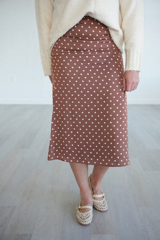 Scarlett Polka Dot Satin Slip Skirt