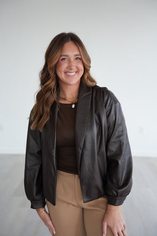 Regina Faux Leather Kimono Jacket