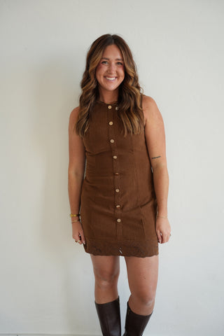 Dulce Laser Cut Corduroy Mini Dress