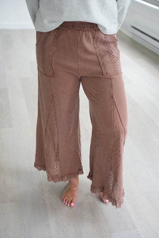 Leighton Lace Mix Mineral Wash Wide Pants