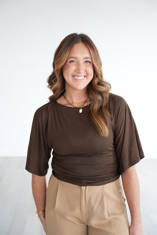 Zoey Double Knit Angel Sleeve Top