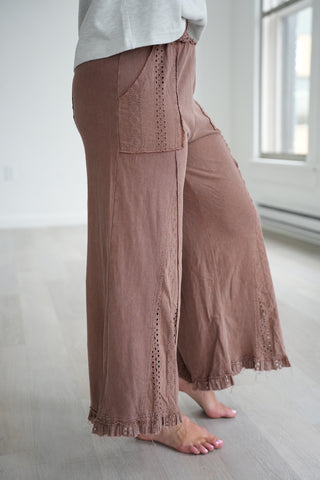 Leighton Lace Mix Mineral Wash Wide Pants