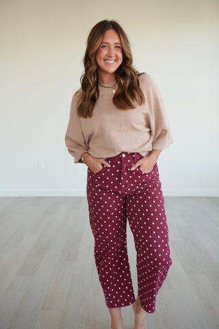 Priya High Waist Polka Dot Barrel Pants