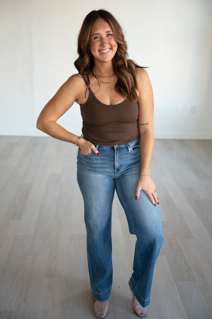 Calla Padded Ribbed Scoop Neck Cami