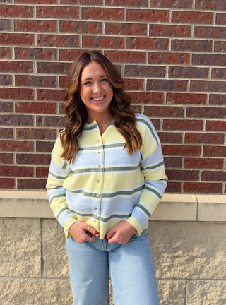 Caroline Striped Button Cardigan