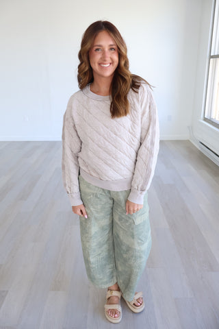 Kristen Quilt Off Shoulder Pullover