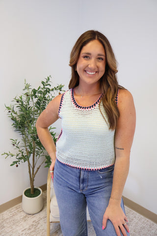 Nikki Contrast Crochet Tank - FINAL SALE