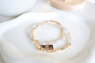 Gemstone Wrap Bracelet with Faceted Gold Beads