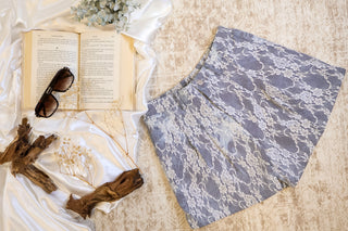 Jaelyn Lace Overlay Denim Shorts