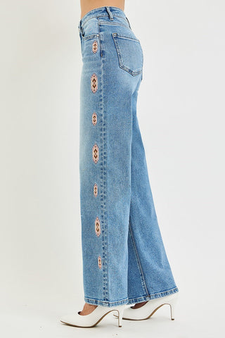 Mallory Mid Rise Embroidered Jeans