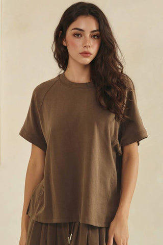Isadora Relaxed Raglan Tee - Mocha