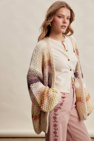 Isabella Rainbow Open Cardigan - Ecru