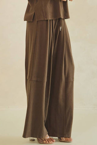 Isadora Soft Stretch Wide Leg Pants - Mocha
