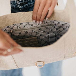 Amie Snake Embossed Shoulder Bag - Cream