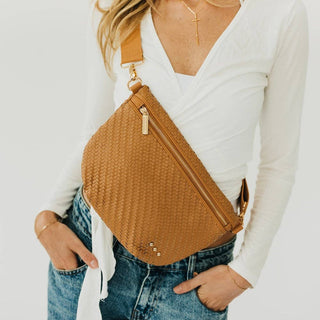 Diagonal Woven Westlyn Bum Bag - Two Tone Browns