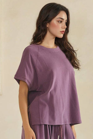 Isadora Relaxed Raglan Tee - Dusty Purple
