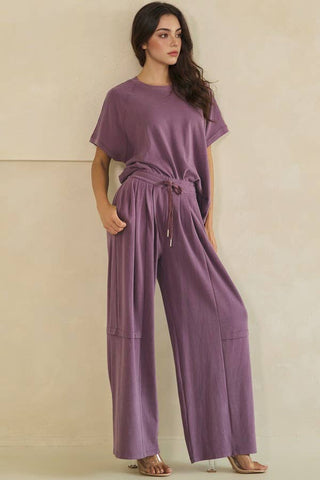 Isadora Soft Stretch Wide Leg Pants - Dusty Purple