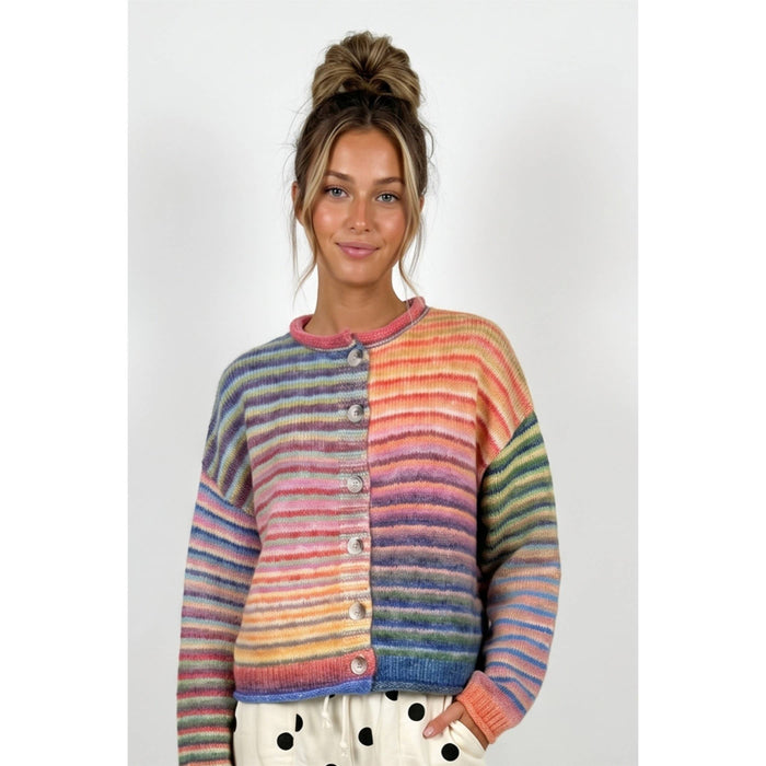 Calista Multi Color Striped Button Up Cardigan