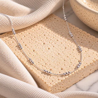 Nessa Beaded Station Chain Necklace in Silver