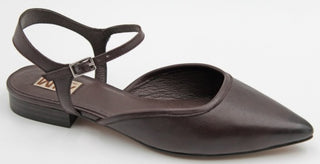 Fern Pointed Toe Ankle Strap Flats - Mahogany