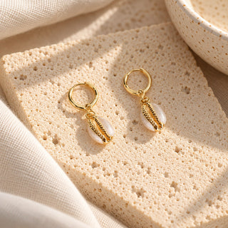Shell Beachy Huggie Hoops