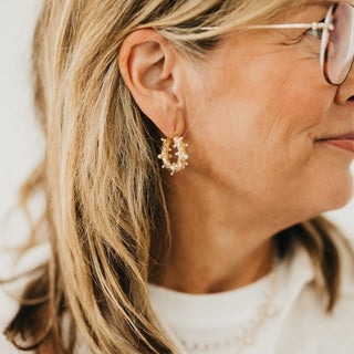 Textured Pearl Huggie Hoops - WATERPROOF-Earrings-Pretty Simple