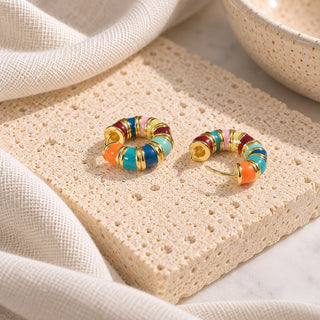 Vintage Enamel Hoop Earrings